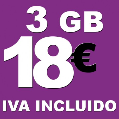 BONO 3GB 4G LTE por 18 euros iva incluido